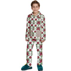 Retro 1880s Flowers Pattern 2 Kids  Long Sleeve Velvet Pajamas Set by violetheavensky