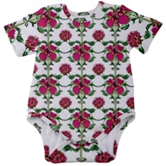 Retro 1880s Flowers Pattern 2 Baby Short Sleeve Bodysuit by violetheavensky