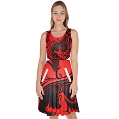 Red Yin Yang Dragons Knee Length Skater Dress With Pockets by JeffBartels