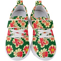 Retro 40s 50s Mexico Flowers Pattern 2 Kids  Velcro Strap Shoes by violetheavensky