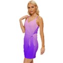 Cotton Candy Pink To Indigo Violet Linear Gradient Wrap Tie Front Dress View2