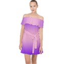 Indigo Violet To Cotton Candy Pink Bilinear Gradient Off Shoulder Chiffon Dress View1