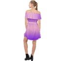 Indigo Violet To Cotton Candy Pink Bilinear Gradient Off Shoulder Chiffon Dress View2