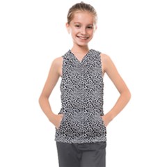 Black White Leopard Kids  Sleeveless Hoodie by DinkovaArt