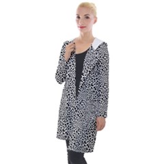 Black White Leopard Hooded Pocket Cardigan by DinkovaArt