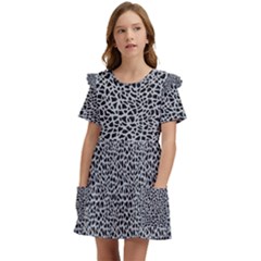 Giraffe Pattern (2) Kids  Frilly Sleeves Pocket Dress by DinkovaArt