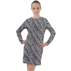 Silver Leopard Long Sleeve Hoodie Dress by DinkovaArt