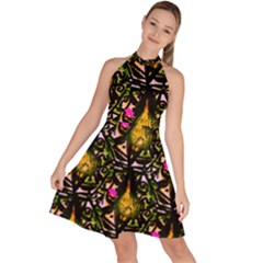 Abstract Print Sleeveless Halter Neck A-line Dress by fashionfr3ak