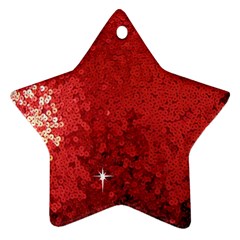 Sequin And Glitter Red Bling Ceramic Ornament (star) by artattack4all