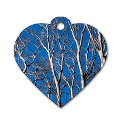 Trees On Blue Sky Twin-sided Dog Tag (heart) by Elanga