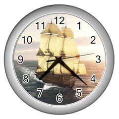 French Warship Wall Clock (silver) by gatterwe