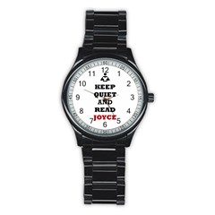 Keep Quiet And Read Joyce Black Sport Metal Watch (black) by readmeatee