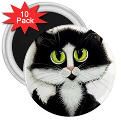 Tuxedo Cat By Bihrle 3  Button Magnet (10 Pack) by AmyLynBihrle