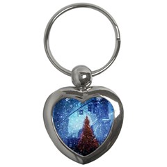 Elegant Winter Snow Flakes Gate Of Victory Paris France Key Chain (heart) by chicelegantboutique