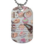 French Pastry Vintage Scripts Floral Scripts Butterfly Eiffel Tower Vintage Paris Fashion Dog Tag (Two-sided)  Back