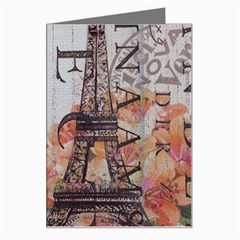 Vintage Clock Blue Butterfly Paris Eiffel Tower Fashion Greeting Card by chicelegantboutique