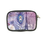 Peacock Feather White Rose Paris Eiffel Tower Coin Purse Back