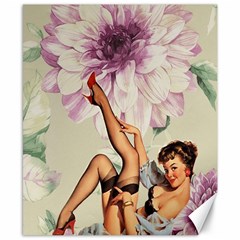 Gil Elvgren Pin Up Girl Purple Flower Fashion Art Canvas 8  X 10  (unframed) by chicelegantboutique