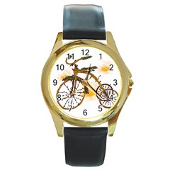 Tree Cycle Round Metal Watch (gold Rim)  by Contest1753604