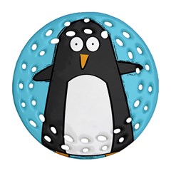 Hello Penguin Round Filigree Ornament by PaolAllen