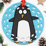 hello penguin Round Filigree Ornament (Two Sides) Front