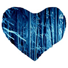 Blue Bamboo 19  Premium Heart Shape Cushion by Siebenhuehner