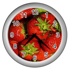 Strawberry  Wall Clock (silver) by Siebenhuehner