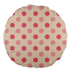 Pale Pink Polka Dots 18  Premium Round Cushion  by Colorfulart23