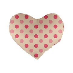 Pale Pink Polka Dots 16  Premium Heart Shape Cushion  by Colorfulart23