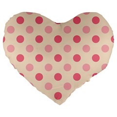 Pale Pink Polka Dots 19  Premium Heart Shape Cushion by Colorfulart23