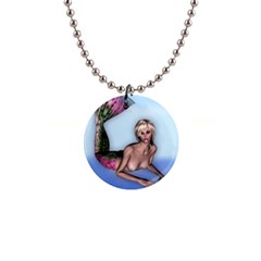 Mermaid On The Beach Button Necklace by goldenjackal