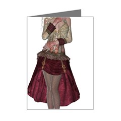 Steampunk Style Girl Wearing Red Dress Mini Greeting Card by goldenjackal