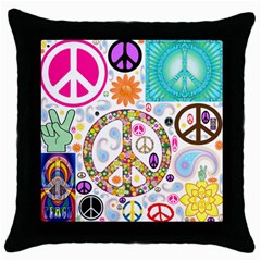 Peace Collage Black Throw Pillow Case by StuffOrSomething