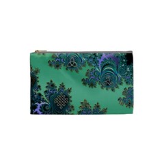 Celtic Symbolic Fractal Design In Green Cosmetic Bag (small) by UROCKtheWorldDesign