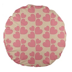 Cream And Salmon Hearts 18  Premium Round Cushion  by Colorfulart23