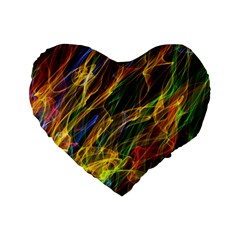 Colourful Flames  16  Premium Heart Shape Cushion  by Colorfulart23