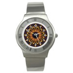 Yellow Purple Lotus Mandala Stainless Steel Watch (Slim) Front