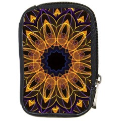 Yellow Purple Lotus Mandala Compact Camera Leather Case by Zandiepants