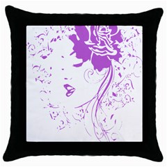 Purple Woman Of Chronic Pain Black Throw Pillow Case by FunWithFibro