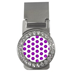 Purple And White Polka Dots Money Clip (cz) by Colorfulart23