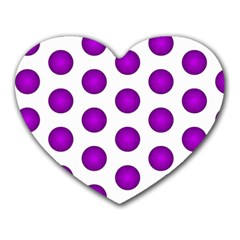 Purple And White Polka Dots Mouse Pad (heart) by Colorfulart23