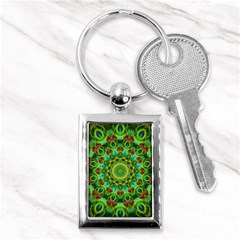 Peacock Feathers Mandala Key Chain (rectangle) by Zandiepants