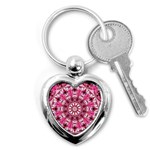 Twirling Pink, Abstract Candy Lace Jewels Mandala  Key Chain (Heart) Front