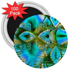 Crystal Gold Peacock, Abstract Mystical Lake 3  Button Magnet (100 Pack) by DianeClancy