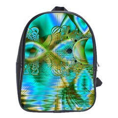 Crystal Gold Peacock, Abstract Mystical Lake School Bag (xl) by DianeClancy