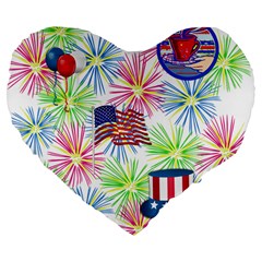 Patriot Fireworks 19  Premium Heart Shape Cushion by StuffOrSomething