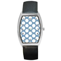 Blue Polkadot Tonneau Leather Watch by Zandiepants