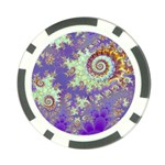 Sea Shell Spiral, Abstract Violet Cyan Stars Poker Chip Front