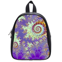 Sea Shell Spiral, Abstract Violet Cyan Stars School Bag (small) by DianeClancy