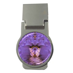 Artsy Purple Awareness Butterfly Money Clip (round) by FunWithFibro